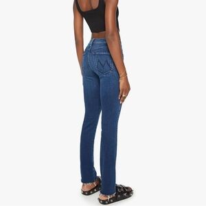MOTHER High-Rise Straight Leg Jeans - Blue - High Waisted Rascal Sneak Fray - 27